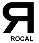 Logo noir ressemblant à un « R » majuscule inversé horizontalement, créant un effet miroir. Les lignes audacieuses et pleines forment un design épuré et minimaliste. Sous le logo, « ROCAL » est écrit en lettres majuscules, renforçant l'identité de la marque.